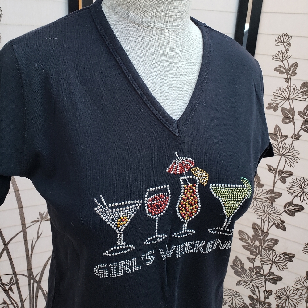 "Girl's Weekend" Rhinestone Embellished Tee - Picture 2 of 11